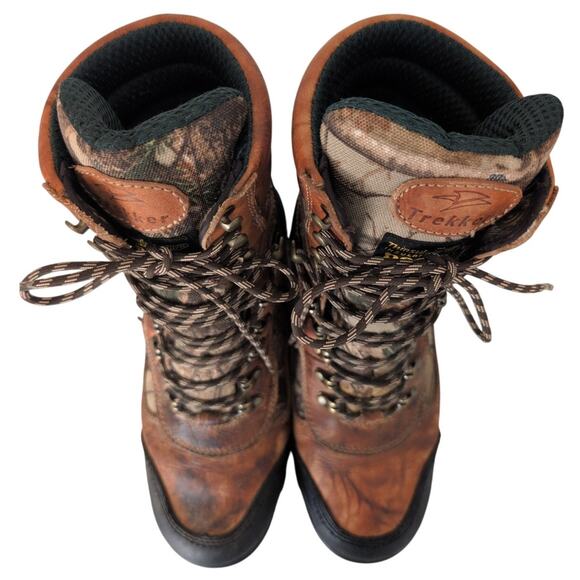 800 Gram Insulated Leather Hunting Boots Men 8 Camo Outdoor Trekker Aquashield - Picture 5 of 8